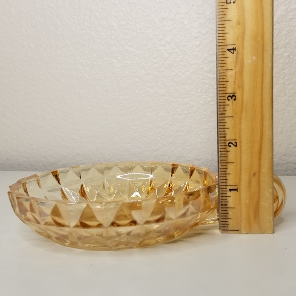 Vintage Jeanette Glass Amber Orange Peach Windsor Candy Dish Carnival Glass 5" - Picture 6 of 7
